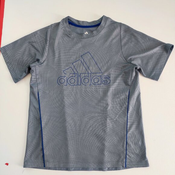 Adidas active wear T-shirt boys size S grey short sleeve mesh back - Picture 1 of 8
